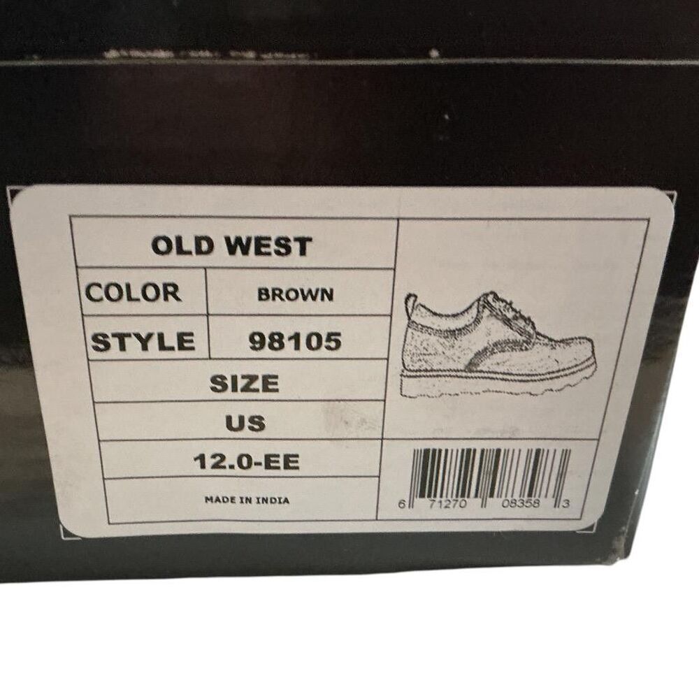 Old West Moc Toe Oxford Shoes Men 12 EE Brown Leather Lace Up Casual Comfort NEW - Picture 9 of 10